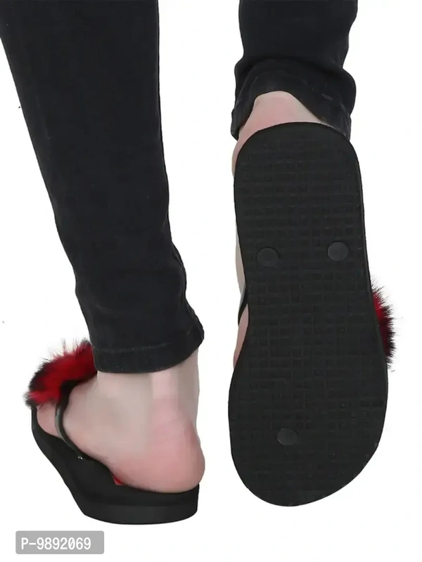 Elegant Red Synthetic Solid Flip Flops For Women - 8