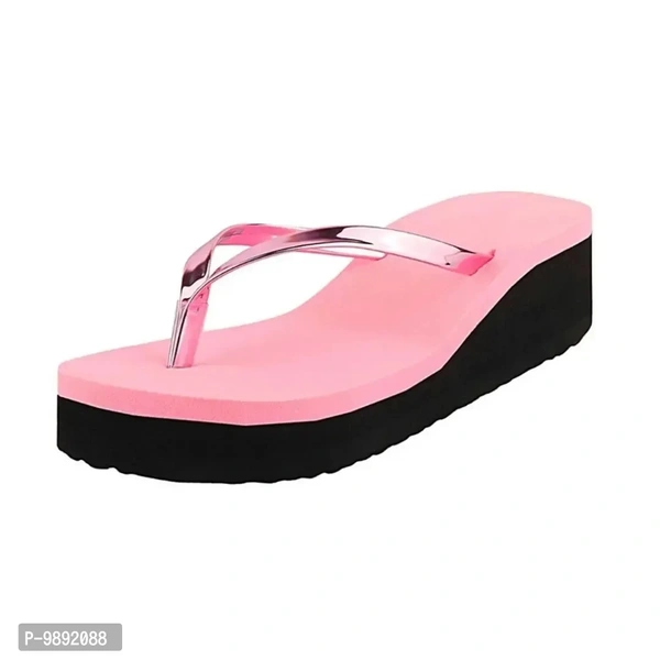 Elegant Pink Synthetic Solid Flip Flops For Women - 4
