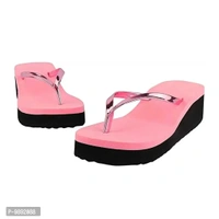 Elegant Pink Synthetic Solid Flip Flops For Women - 5