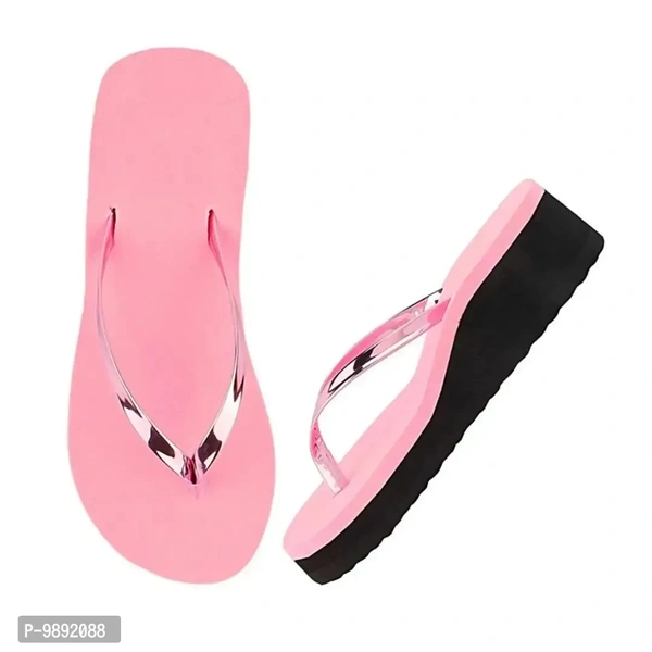 Elegant Pink Synthetic Solid Flip Flops For Women - 5
