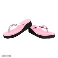 Elegant Pink Synthetic Solid Flip Flops For Women - 6