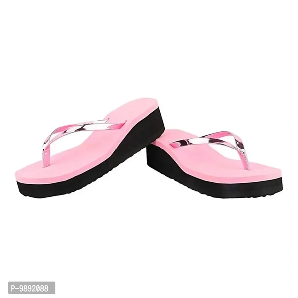 Elegant Pink Synthetic Solid Flip Flops For Women - 6