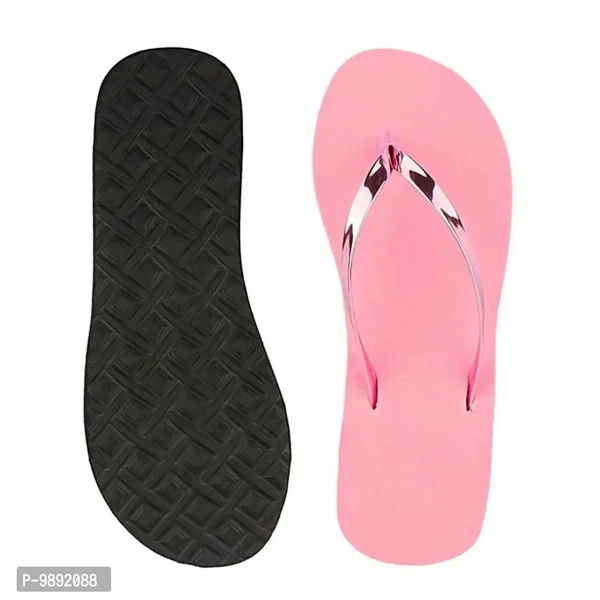Elegant Pink Synthetic Solid Flip Flops For Women - 6
