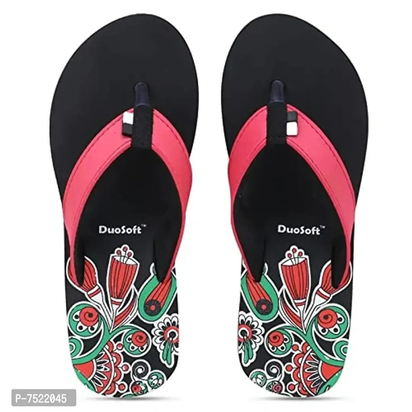 Duosoft Stylish Comfort Super Soft, Fabrication Flip Flop Slippers For Womens Girls, Material: Eva, (Ds-002-Mix_Ds-009-Blk), Size: 4 To 8, Pack Of 2.Size:  - 6