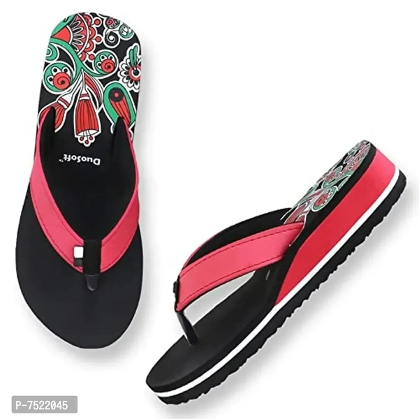 Duosoft Stylish Comfort Super Soft, Fabrication Flip Flop Slippers For Womens Girls, Material: Eva, (Ds-002-Mix_Ds-009-Blk), Size: 4 To 8, Pack Of 2.Size:  - 6