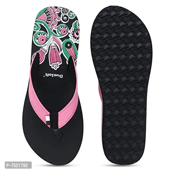 Duosoft Stylish Comfort Super Soft, Fabrication Flip Flop Slippers For Womens Girls, Material: Eva, (Ds-002-Mix_Ds-009-Blk), Size: 4 To 8, Pack Of 2. - 9