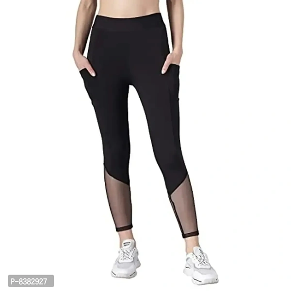 FAIRIANO Gym wear Workout Leggings Tights Ankle Length Stretchable Sports Leggings Yoga Track Pants for Girls Women - Black, S