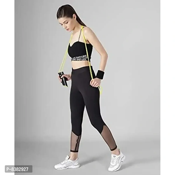 FAIRIANO Gym wear Workout Leggings Tights Ankle Length Stretchable Sports Leggings Yoga Track Pants for Girls Women - Black, XL