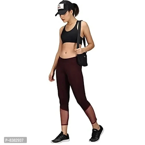 FAIRIANO Gym wear Workout Leggings Tights Ankle Length Stretchable Sports Leggings Yoga Track Pants for Girls Women - Brown, M