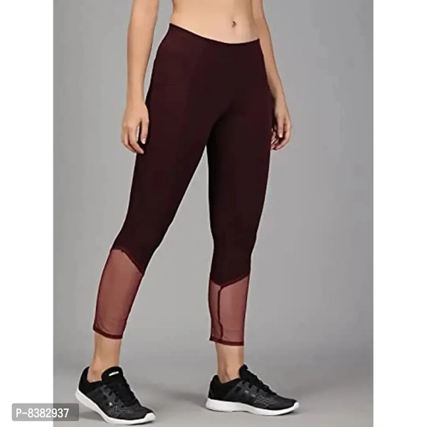 FAIRIANO Gym wear Workout Leggings Tights Ankle Length Stretchable Sports Leggings Yoga Track Pants for Girls Women - Brown, M