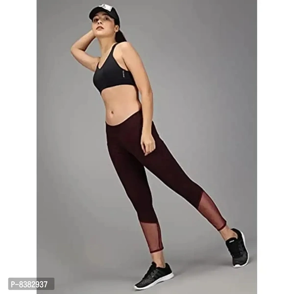 FAIRIANO Gym wear Workout Leggings Tights Ankle Length Stretchable Sports Leggings Yoga Track Pants for Girls Women - Brown, M