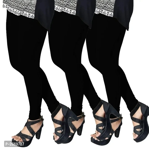 Adorable Cotton Leggings Set Of 3 - Black, 2XL