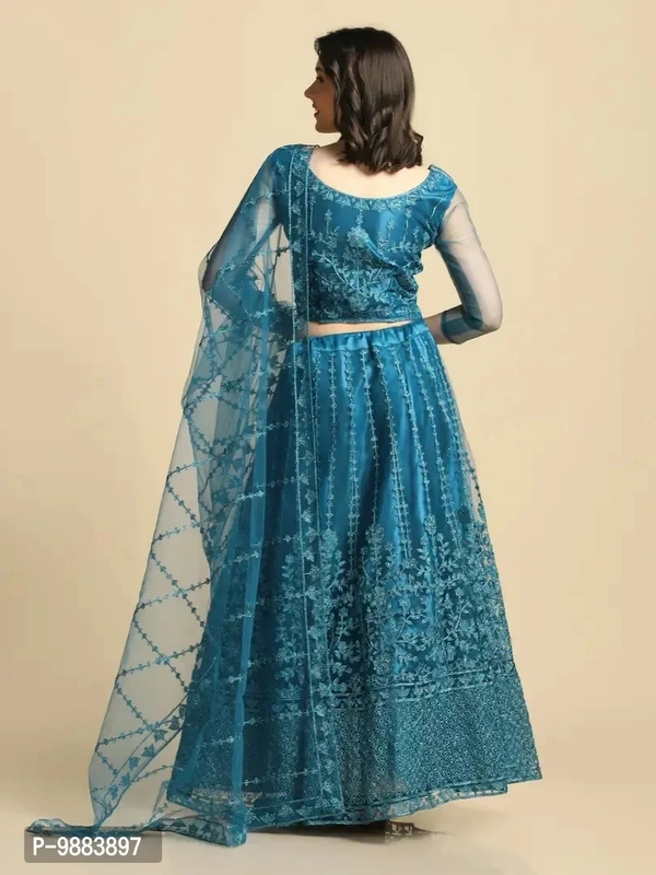 Women Net Semi Stitched Lehenga Choli