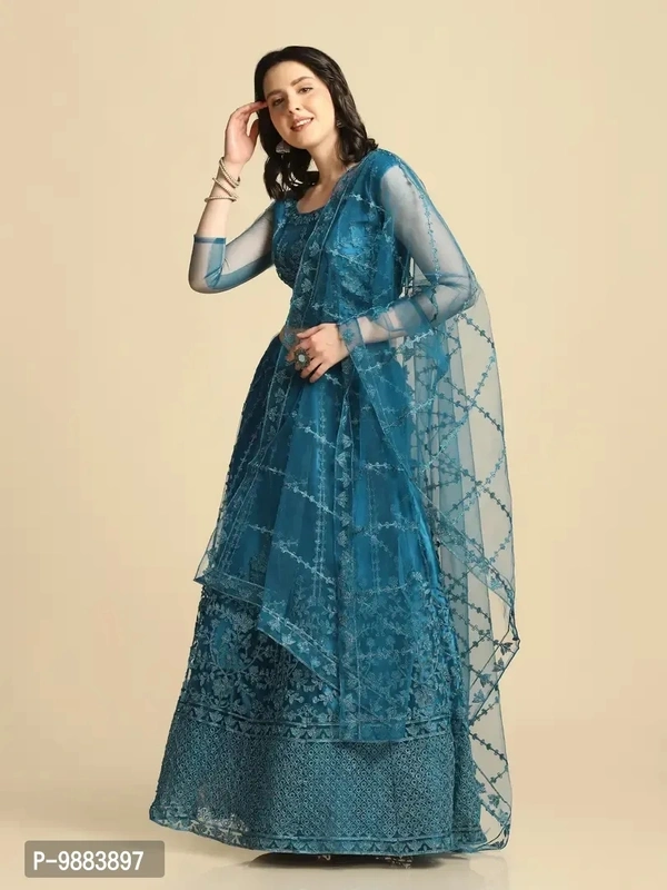 Women Net Semi Stitched Lehenga Choli