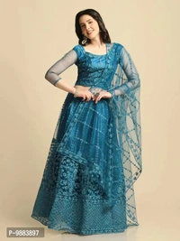 Women Net Semi Stitched Lehenga Choli