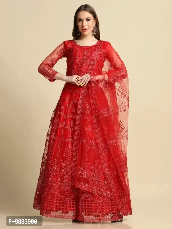 Women Net Semi Stitched Lehenga Choli