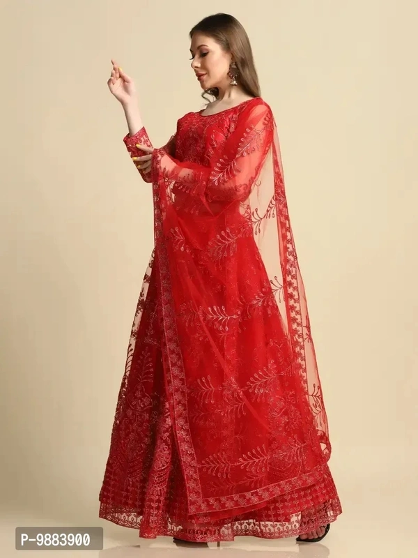 Women Net Semi Stitched Lehenga Choli