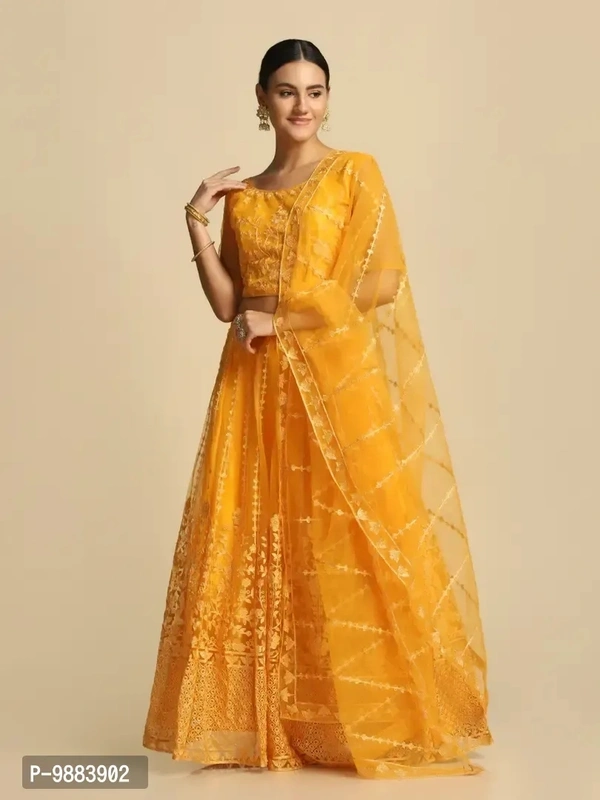 Women Net Semi Stitched Lehenga Choli
