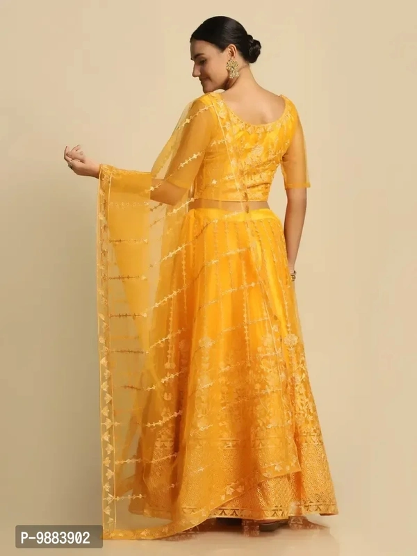 Women Net Semi Stitched Lehenga Choli