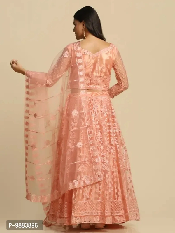 Women Net Semi Stitched Lehenga Choli