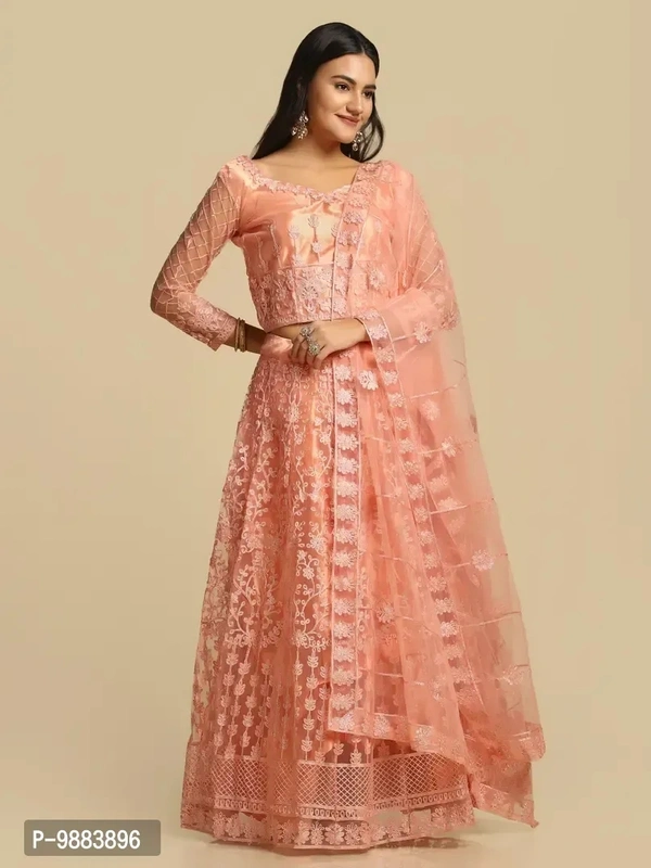 Women Net Semi Stitched Lehenga Choli