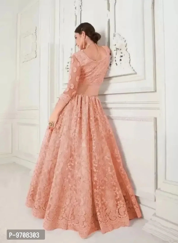 Women Semi Stitched Net Embroidered Lehenga Choli