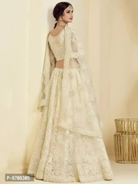 Women Semi Stitched Net Embroidered Lehenga Choli