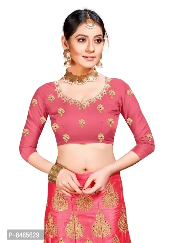 Women Pink Colour Silk Embrodeired Lehenga Choli (2.5 Mtr)
