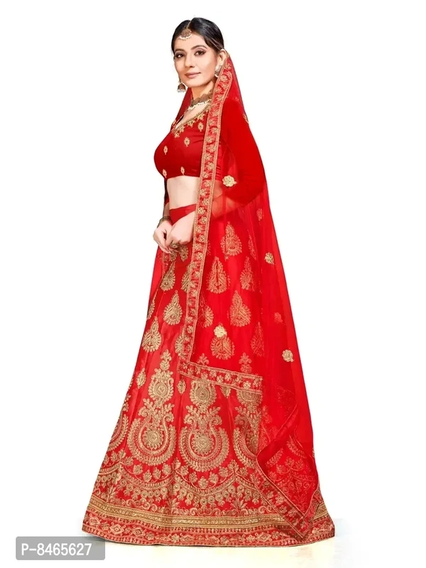 Women Red Colour Silk Embrodeired Lehenga Choli (2.5 Mtr)