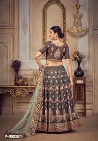 Women Art Silk Semi Stitched Lehenga Choli