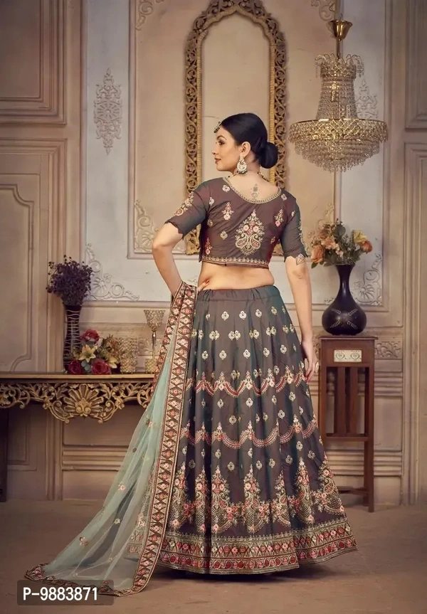 Women Art Silk Semi Stitched Lehenga Choli