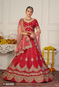 Women Art Silk Semi Stitched Lehenga Choli