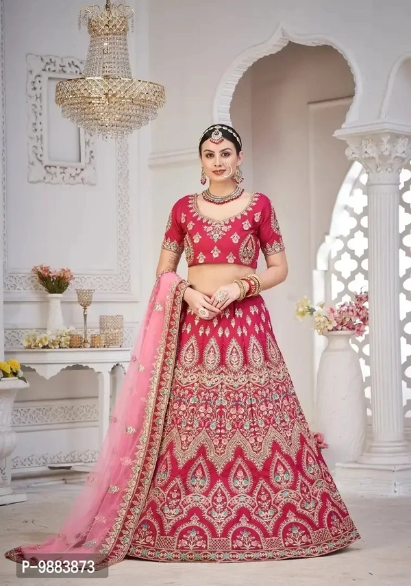 Women Art Silk Semi Stitched Lehenga Choli