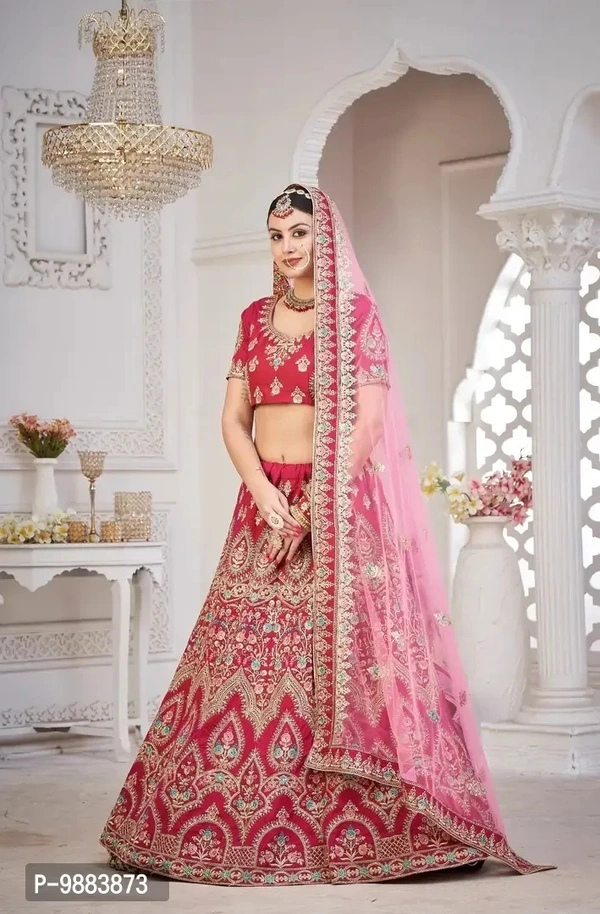 Women Art Silk Semi Stitched Lehenga Choli