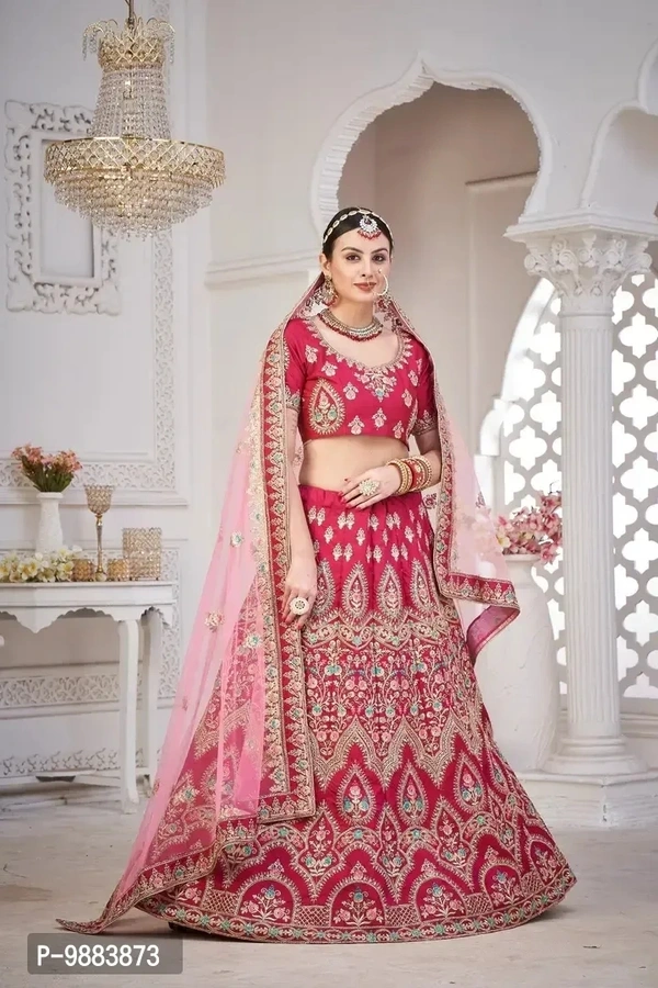 Women Art Silk Semi Stitched Lehenga Choli