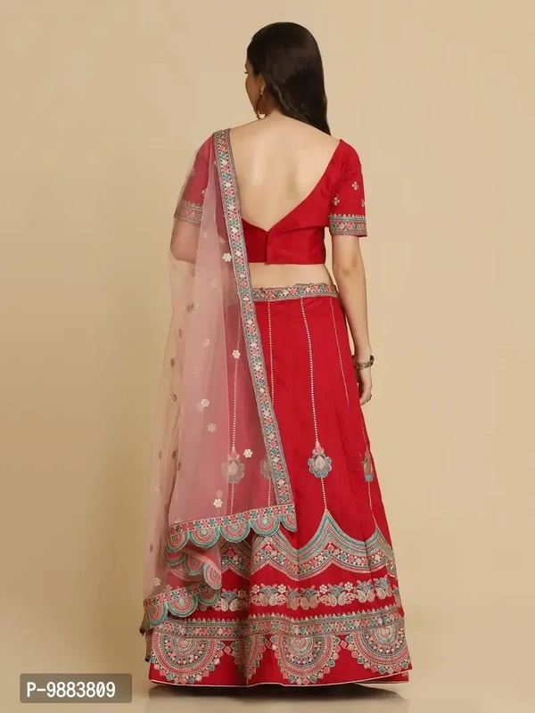 Women Art Silk Semi Stitched Lehenga Choli