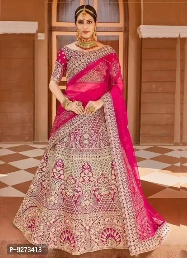 Trendy Women Embroidered Semi Stitched Satin Lehenga Choli