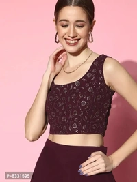 Stylish Maroon Georgette Lehenga with Choli And Dupatta Set For Women