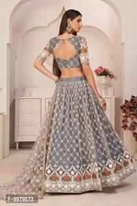 Tha Bats Selling designer Super Net With Silk Semi Stitched Lehenga Choli Free Size Grey Color
