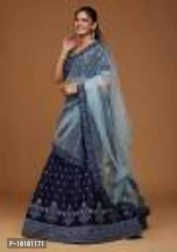 Trendy Women Embroidered Semi Stitched Lehenga Choli&nbsp;&nbsp;(Blue)
