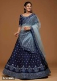 Trendy Women Embroidered Semi Stitched Lehenga Choli&nbsp;&nbsp;(Blue)