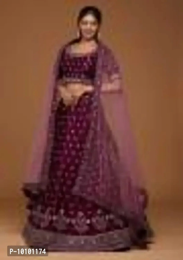 Trendy Women Embroidered Semi Stitched Lehenga Choli&nbsp;&nbsp;(Purple)