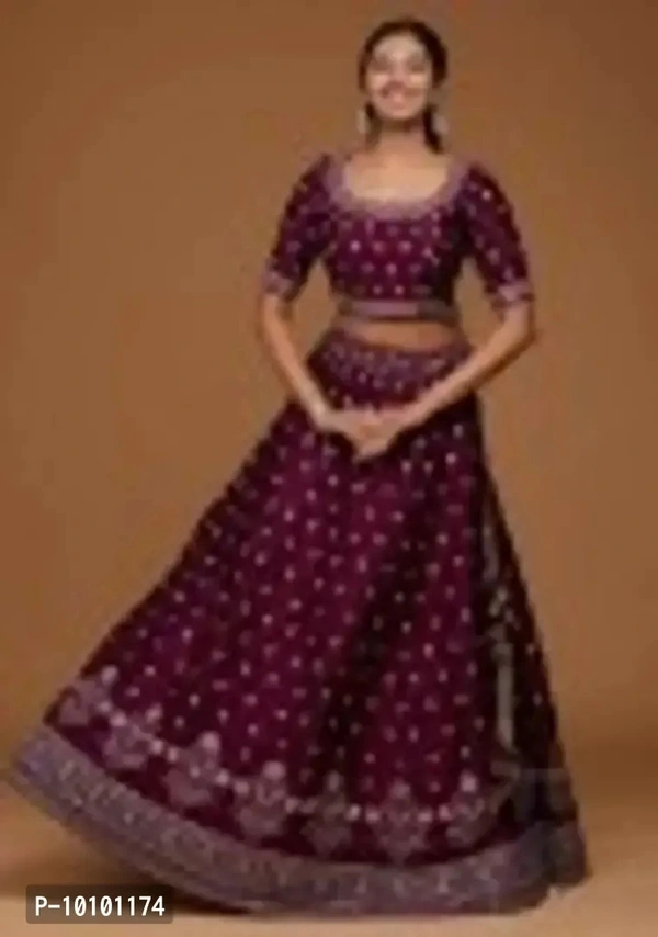 Trendy Women Embroidered Semi Stitched Lehenga Choli&nbsp;&nbsp;(Purple)