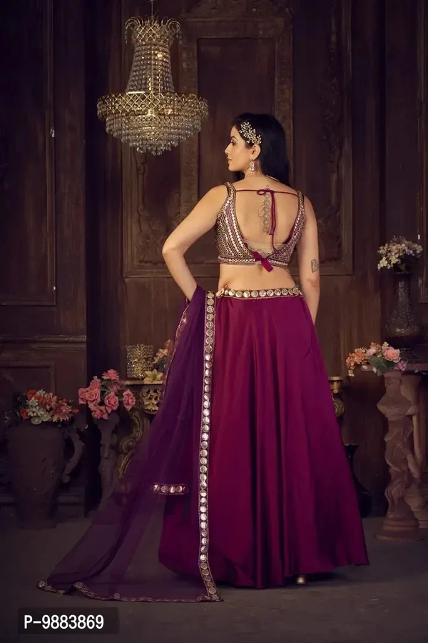 Women Art Silk Semi Stitched Lehenga Choli