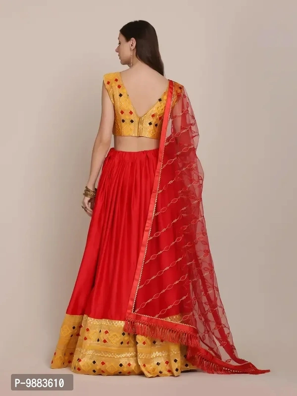 Women Art Silk Semi Stitched Lehenga Choli