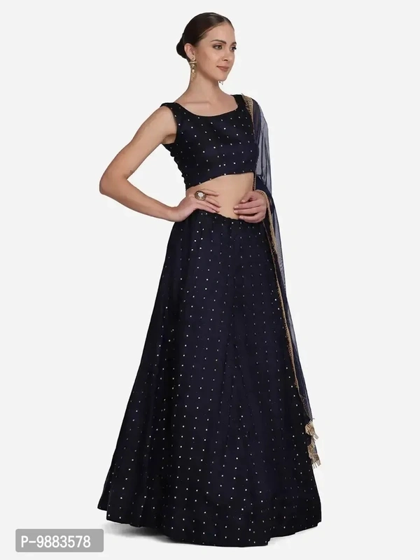 Women Art Silk Semi Stitched Lehenga Choli