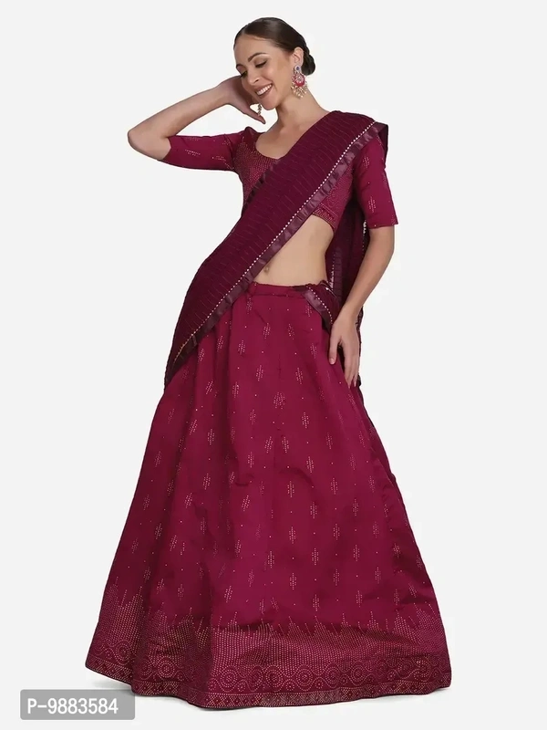 Women Art Silk Semi Stitched Lehenga Choli