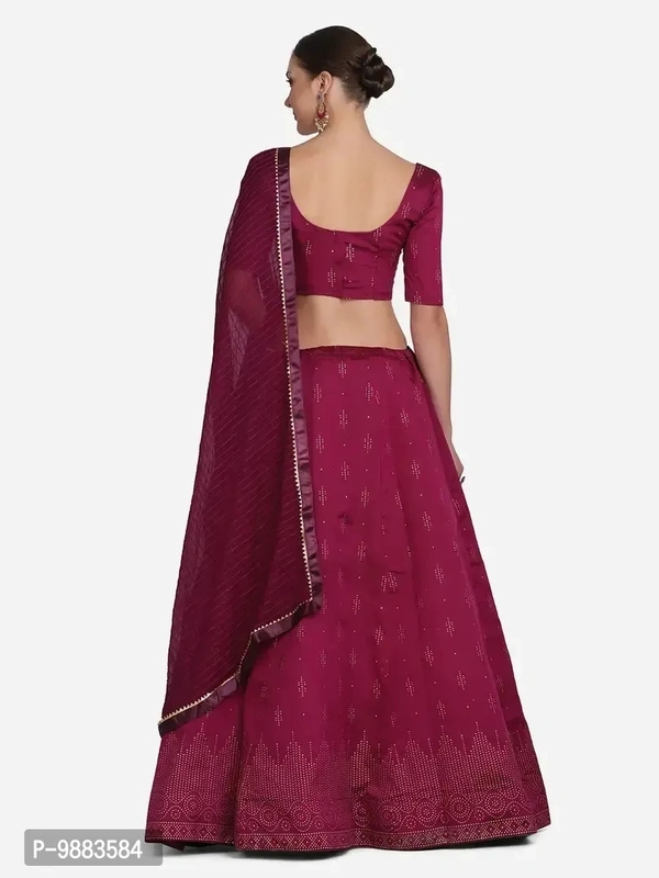 Women Art Silk Semi Stitched Lehenga Choli