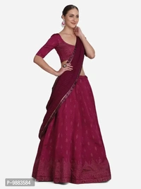 Women Art Silk Semi Stitched Lehenga Choli