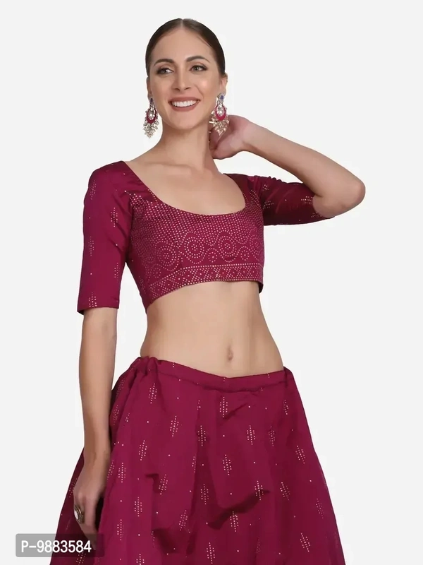 Women Art Silk Semi Stitched Lehenga Choli